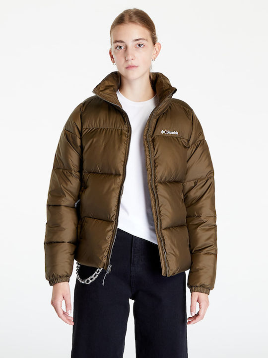 Puffect Women's for Hiking Short Puffer Jacket for Winter Olive Green