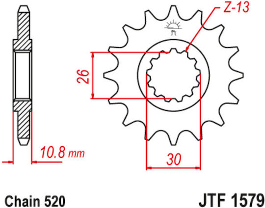 JT Sprockets Γρανάζι Μπροστά 17 Δοντιών για Yamaha YZF-R1 2004-2014