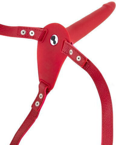 Fetish Tentation Fetisch Tentation Gurtzeug mit Dildo 15.5cm und Vibration in Rot Farbe