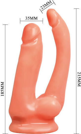 Baile Jessica Strap-On Harness με Διπλό Dildo 21.5cm στο χρώμα του δέρματος