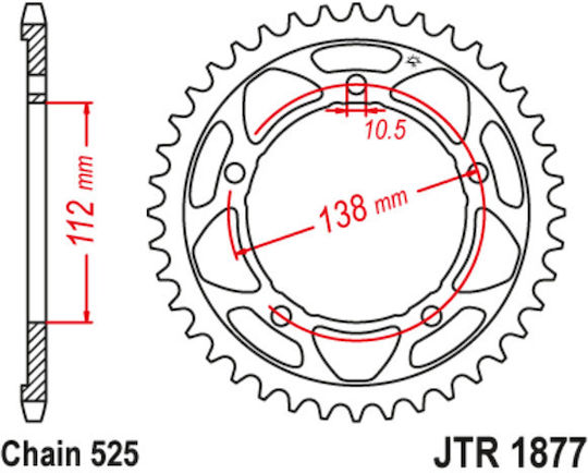 JT Sprockets Γρανάζι Πίσω 41 Δοντιών για Yamaha YZF-R1 2015-2017