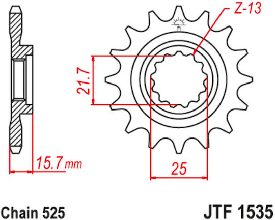 JT Sprockets Vorderes Ritzel 15 Zähne für Kawasaki Ninja ZX - 6 R 1998-2001