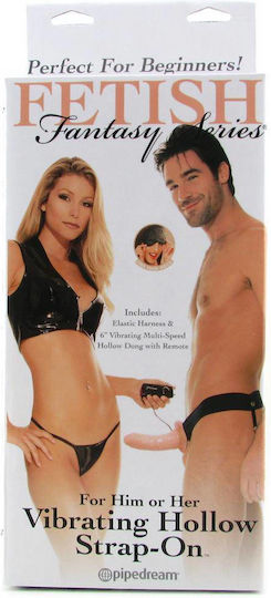 Pipedream Fetish Fantasy Series For Him or Her Vibrating Hollow Strap-On Gurtzeug mit Dildo 15cm und Vibration in Hautfarbe
