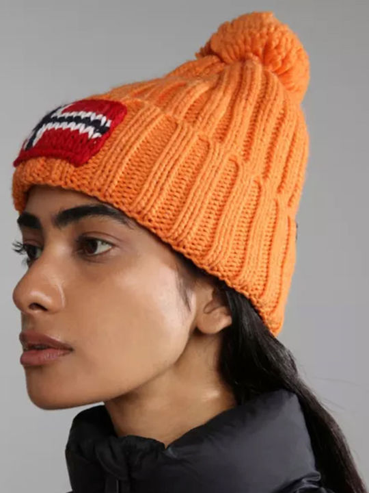 Semiury NA4GKB Ribbed Beanie Cap Orange Buttern NP0A4GKB-AA3