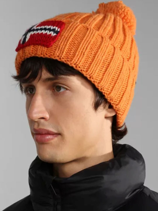Semiury NA4GKB Ribbed Beanie Cap Orange Buttern NP0A4GKB-AA3