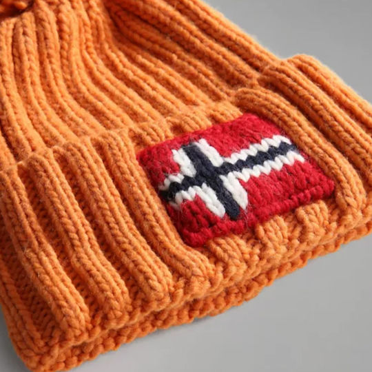 Semiury NA4GKB Ribbed Beanie Cap Orange Buttern NP0A4GKB-AA3
