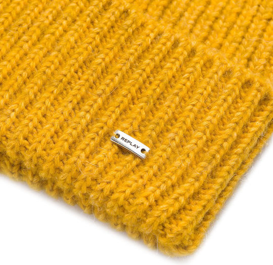 Beanie Γυναικείος Σκούφος με Rib Πλέξη σε Κίτρινο χρώμα