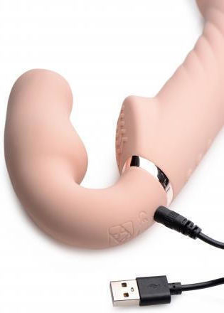 Strap U Ergo-Fit Twist Trägerlos Strap On mit Dildo 23.8cm mit Vibration in Farbe Light