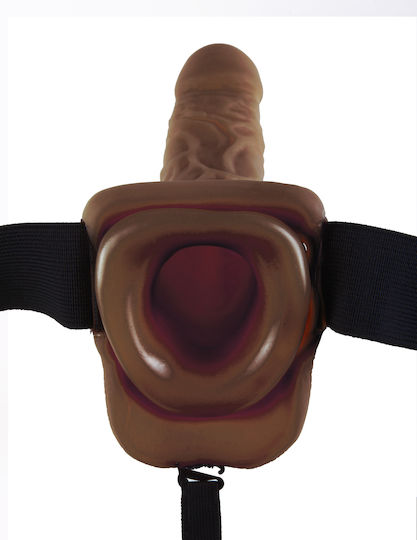 Pipedream Fetish Fantasy Series Hollow Strap-On with Balls Gurtzeug mit Dildo 23cm in Braun Farbe