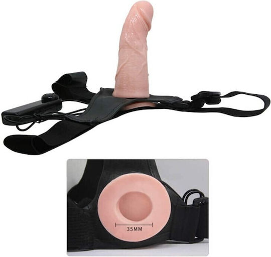 Baile Ultra Passionate Harness Harness με Dildo 15cm και Δόνηση στο χρώμα του δέρματος