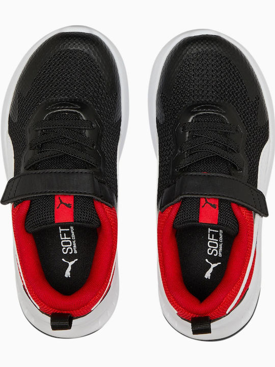 Evolve Run Mesh Kids Sports Shoes Running with Hoop & Loop Closure Black