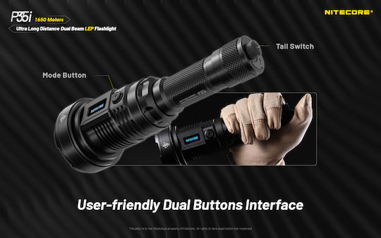 NiteCore Επαναφορτιζόμενος Φακός LED IP68 με Μέγιστη Φωτεινότητα 3000lm P35i
