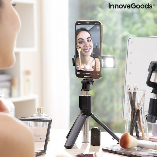 InnovaGoods Tridiex Selfie Stick Cell Phone Tripod Bluetooth with Lighting Black
