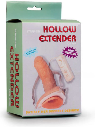 Seven Creations Strap-on Vibrating Hollow Extender Harness με Dildo 20cm στο χρώμα του δέρματος