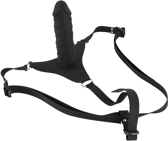 You2Toys Silicone Strap-on Harness με Dildo 17cm σε Μαύρο Χρώμα