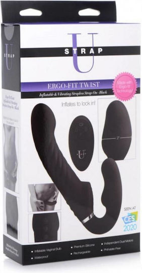 Strap U Swirl Vibrating Strapless Strap-On Strapless Strap On με Dildo με Δόνηση σε Μαύρο Χρώμα