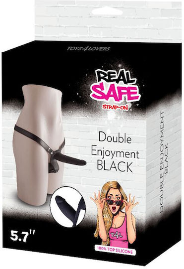 Toyz4lovers Double Enjoyment Harnașament cu Dublu Dildo în Culoare Negru