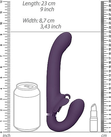 Vive Satu Pulse Wave Strapless Strap On με Dildo 23cm με Δόνηση σε Μωβ Χρώμα