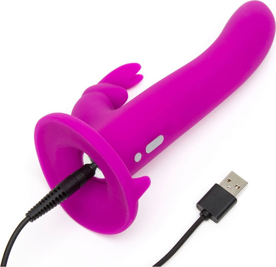 Happy Rabbit Rechargeable Vibrating Strap On Harness Set Harness με Dildo σε Μωβ Χρώμα