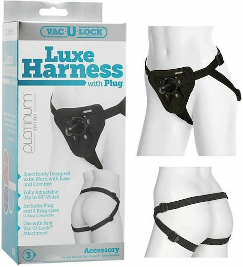 Vac U Lock Luxe Harness with Plug Harnașament în Culoare Negru