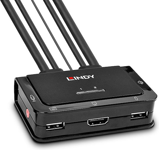 Lindy 2 Port HDMI 2.0 18G USB 2.0 Audio