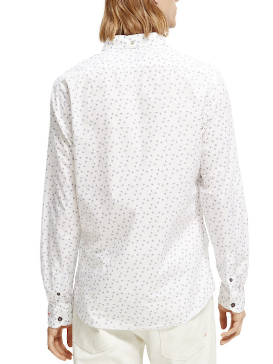 Scotch & Soda Men's Shirt Long Sleeve Floral White