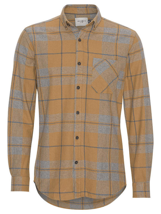 31-200185 Long-sleeved Flannel Shirt Checked Orange