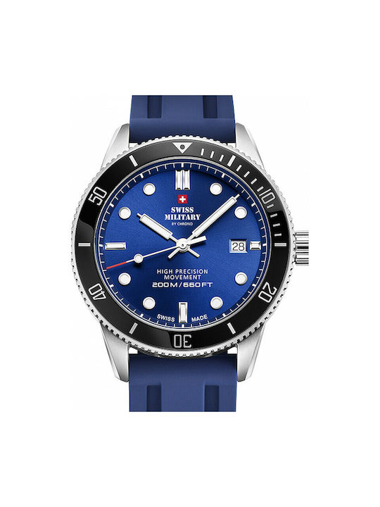 Swiss Military by Chrono Diver Watch Battery with Blue Rubber Strap