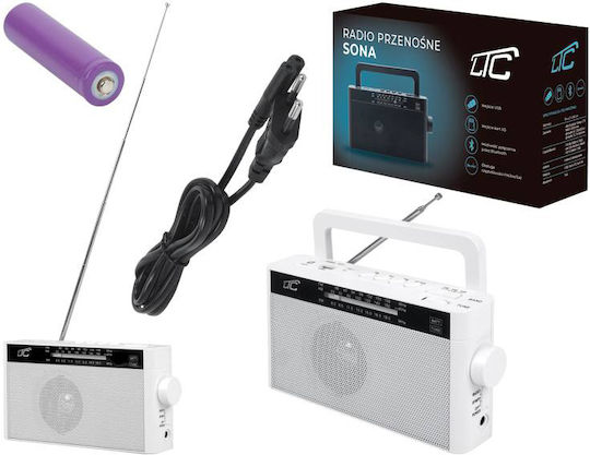 LTC Audio LXLTC2028B Portable Radio Rechargeable with Bluetooth and USB White