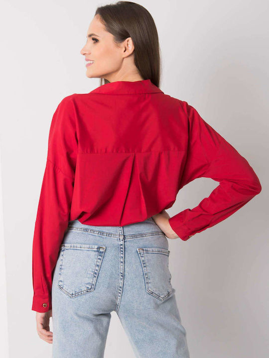 Ex Moda Women's Monochrome Long Sleeve Shirt Red