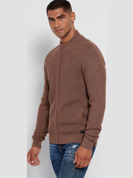 Men's Knitted Cardigan Tobacco Melange