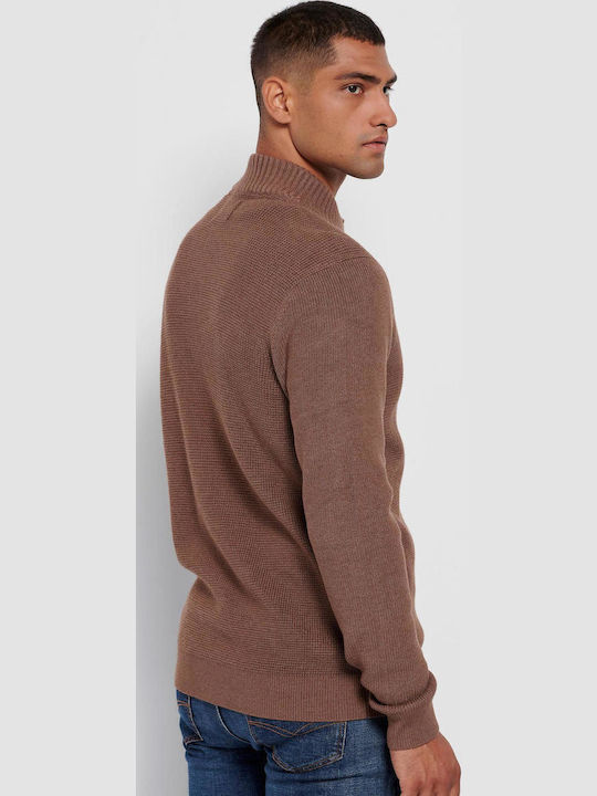 Men's Knitted Cardigan Tobacco Melange
