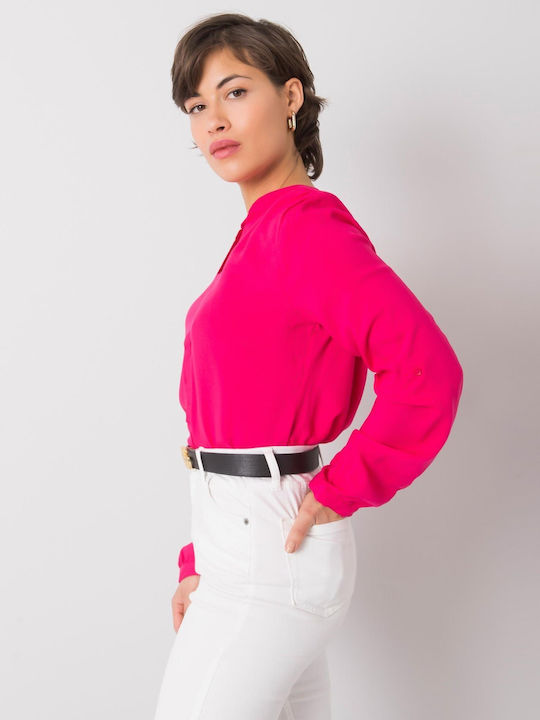 Rue Paris Women's Monochrome Long Sleeve Shirt Fuchsia