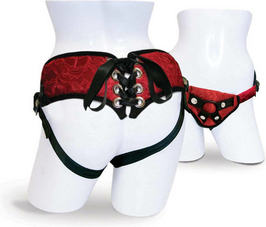 Sportsheets Lace Corsette Strap On Harness in Red Color