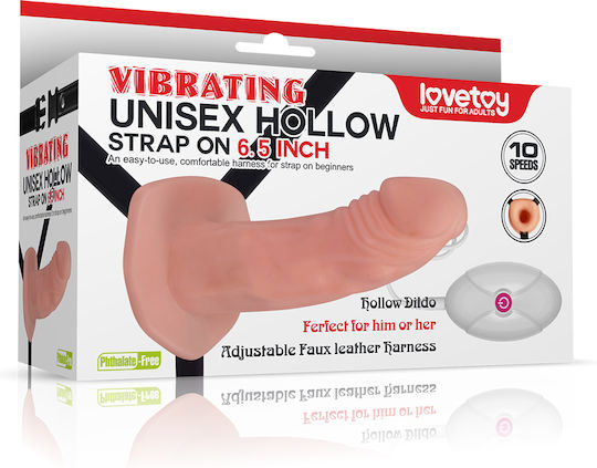 Lovetoy Vibrating Unisex Harness με Dildo σε Μαύρο Χρώμα