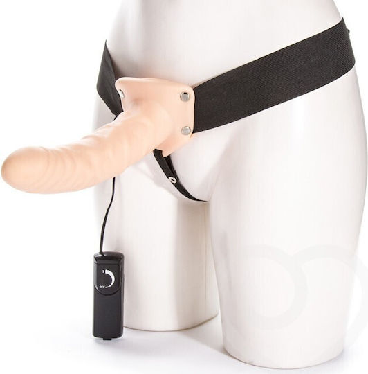 Kinx Extender Hollow Vibrating Strap On Harness με Dildo 16cm και Δόνηση σε Μαύρο Χρώμα