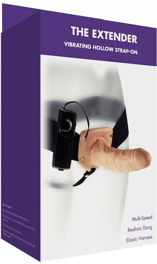 Kinx Extender Hollow Vibrating Strap On Harness με Dildo 16cm και Δόνηση σε Μαύρο Χρώμα