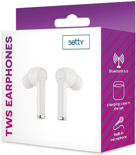 Setty ECA-01 In-Ear Bluetooth-Freisprecheinrichtung Kopfhörer mit Ladeetui Weiß