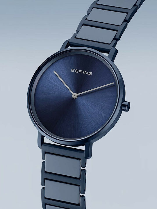 Bering Time Ανδρικό Ρολόι 39mm Μπαταρίας με Μπλε Κεραμικό Μπρασελέ