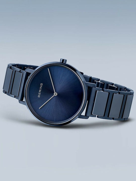 Bering Time Ανδρικό Ρολόι 39mm Μπαταρίας με Μπλε Κεραμικό Μπρασελέ