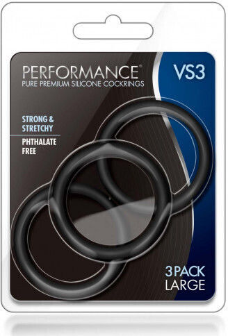 Blush Performance Pure Premium Silicone Cockrings VS3 Black 3pcs