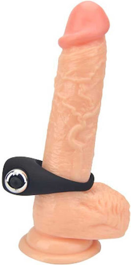 Loving Joy Vibrating Silicone Black Cock Ring