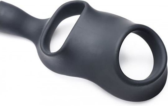 XR Alpha Pro 10X P Ring Cock Silicone with Anal Plug Black