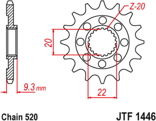 JT Sprockets Предно зъбно колело 2006-2013 13 Зъби за Kawasaki КXF 250