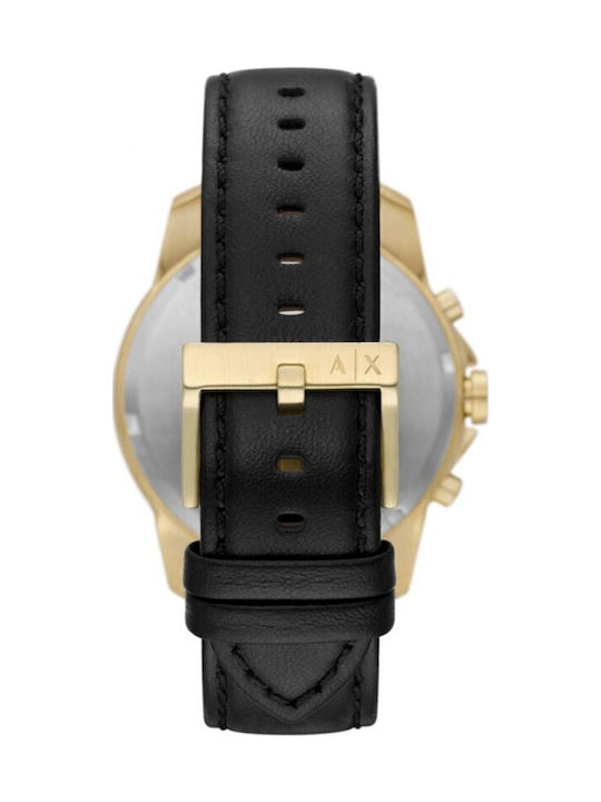 Armani Exchange Banks Ceas Bărbat 44mm Cronograf Baterie cu Curea din Piele Neagră