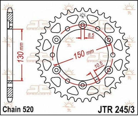 JT Sprockets Γρανάζι Πίσω 43 Δοντιών για Honda Vigor 650