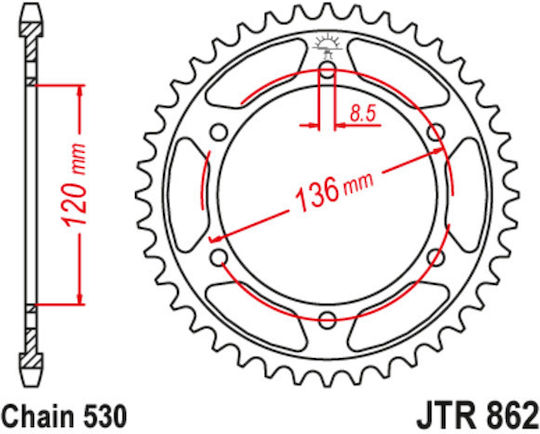 JT Sprockets Γρανάζι Πίσω 44 Δοντιών για Yamaha XJ