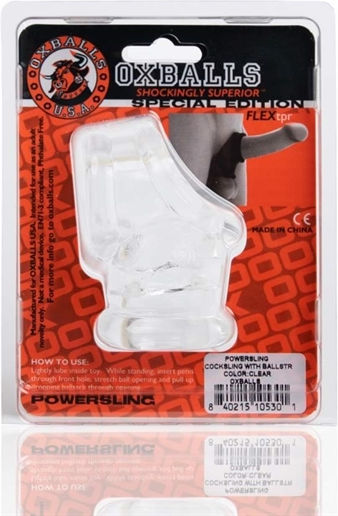 Oxballs Powersling Cock Ring Cocoș și testicule Clear