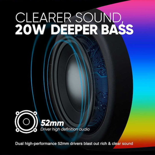 Sonic Gear Go 6 Ηχείο Bluetooth 20W με Ραδιόφωνο και Διάρκεια Μπαταρίας έως 4 ώρες Μαύρο