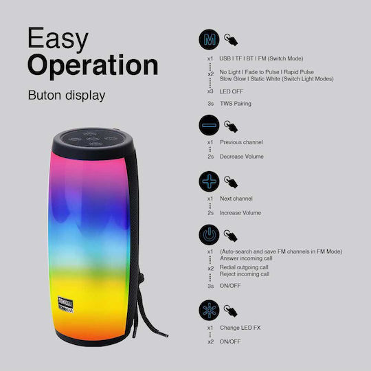 Sonic Gear Go 6 Ηχείο Bluetooth 20W με Ραδιόφωνο και Διάρκεια Μπαταρίας έως 4 ώρες Μαύρο